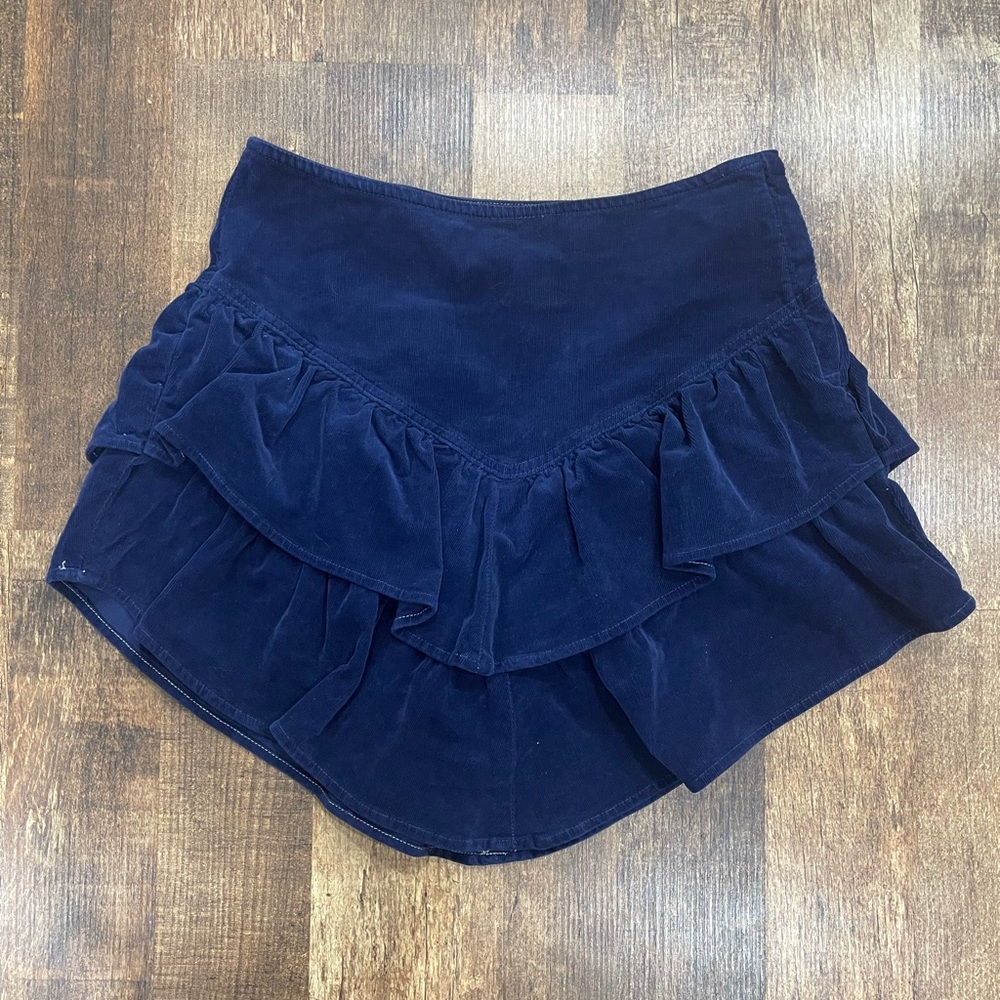 MOTHER The Ruffle Mini Skirt Blueprint Size 28